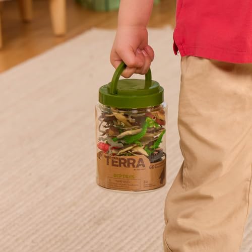 Terra by Battat Reptile Animal Tube, 60 Plastic Animal Figurines, Reptiles | Portable tube with 60 reptile and amphibian animal figures, including frogs, snakes, lizards and alligators, Tubes, 3+ Years - style: 60pcs Mini Reptiles & Amphibians