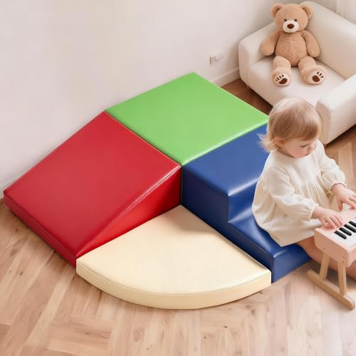 Sumbababy Soft Climbing Blocks for Toddlers: Waterproof PU Leather Play Set - 4 PCS Indoor Climber Toys for Kids - Outdoor Playground Equipment - Ideal Gift for Daycare & Preschool - style: Classic