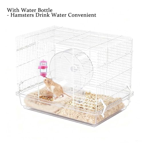 8.7" Hamster Exercise Wheel with Drinking Bottle, Hamster Exercise Wheel for Gerbils, Syrian & Dwarf Hamsters, Chinchillas, Hamster Running Wheel Noiseless Spinning Design for Other Small Pets, Clear - color: Clear, size: 8.7" with Drink Bottle