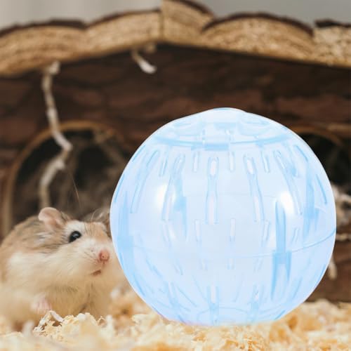 Popetpop Hamster Running Toy 4 Inch Transparent Exercise Toy for Small Pets Gerbils Chinchillas Portable Small Pet Activity Sphere - color: Sky-blue