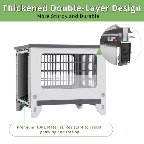Plastic Rabbit Cage Outdoor Indoor, Bunny Cage Guinea Pig Cages Enclosure | Waterproof Rabbit Hutch Leak-Proof Pull-Out Tray&Chew-Proof, Easy-Clean & Ideal for Small Animal Cage Enclosure - size: 21.6" L x 18.8" W x 17.9" H