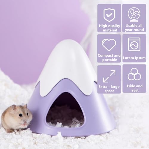 Hamster Hideout, Snowy Mountain Shape Hamster Hide House,Cute Small Animal Habitat Hideaway Hut for Syrian Hamsters, Mice, Gerbils, Rats (Purple) - color: Purple