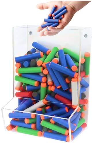 Single Toy Dispenser - Clear Acrylic, Wall or Counter | High-volume acrylic toy bin - wall or countertop - Use for kids foam blasters, cars & building blocks - size: Single Divided