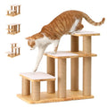 FUKUMARU Dog Stairs, Solid Wood Pet Stairs with Cat Scratching Post | Transformable Cat Step Hold Up to 200 lbs, 20" Pet Ramp for Dogs and Cats to Climb High Bed and Couch, Over 6 Combinations - color: Beige