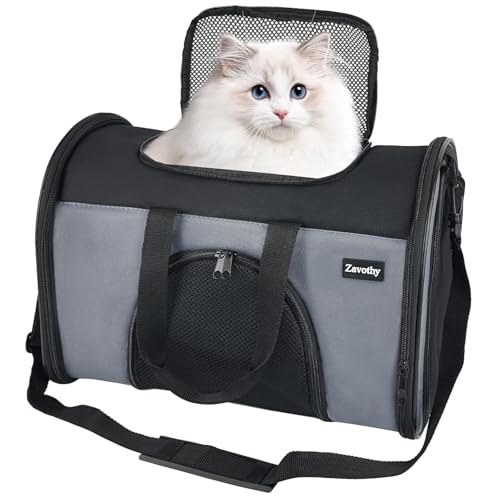 TSA Airline Approved Soft-Sided Pet Carrier for Small to Medium Cats and Puppies, Up to 15 Lbs – Collapsible Travel Carrier for Dogs & Cats, Grey