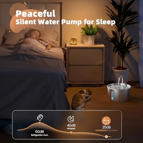 Cat Water Fountain Stainless Steel: 2.2 L Cat Fountain for Drinking - Automatic Pet Water Fountain for Cats Inside - Metal Cat Dog Water Dispenser Bowl with Faucet Water Level Window Ultra Quiet Pump | Automatic Metal Pet Water Fountain for Cats Inside, C