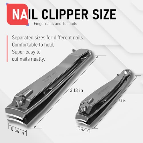 firiKer Nail Clippers with Nail File,Fingernail Clipper,Toe Nail Clippers | Nail Clipper Set ( Gray), Large for Toenails,Small for Fingernails, Used Separately, Ideal Gift for Men and Women - color: Gray