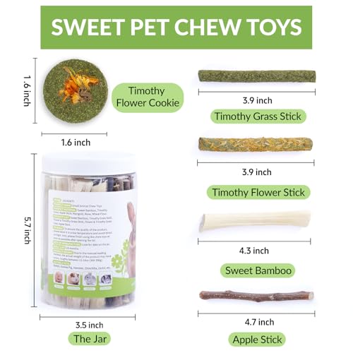 50-60 Pcs Rabbit Chew Toys, Guinea Pig, Hamster, Bunny Chew Toys, Sweet Bamboo, Apple Stick, Timothy Stick, Prevent Teeth Overgrowth, Clean Teeth