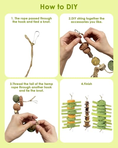 68pcs DIY Rabbit Chew Toys,Rabbit Toy for Bunnies Boredom Bunny Toys for Teeth, Timothy Stick, Apple Sticks, Sweet Bamboo, for Guinea Pig, Hamster, Chinchilla, Rat (19.04 Ounces (Pack of 1))