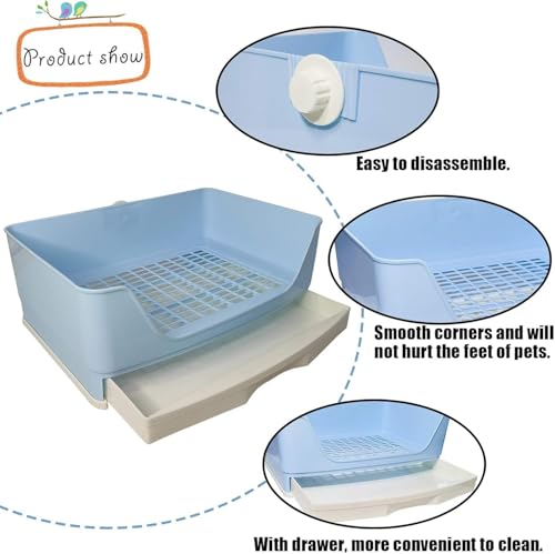 kathson Large Rabbit Litter Box with Drawer, Bunny Potty Trainer Corner Toilet Guinea Pig Litter Box Bigger Pet Pan with Grass Mat for Chinchilla, Ferret, Hamster (Pink) - color: Pink
