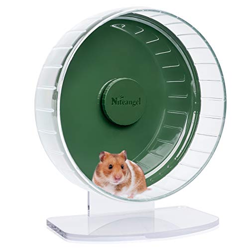 Niteangel Super-Silent Hamster Exercise Wheels: Quiet 10 inch Running Wheel | Can 10.6-13.4" Adjustable Height - No Bend Back Spinner Running for Dwarf Syrian Hamster Gerbils Mice Or Other Small Animal - color: Dark Green, size: Medium
