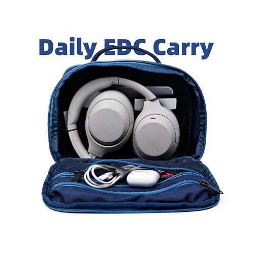 Accessories Bag & Tech Pouch | Organizer for Cables, Electronics & Everyday Essentials, Water-Repellent, Dual-Sided Padded - color: Blue Abyss