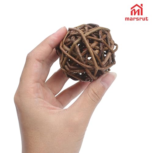 9pcs Willow Balls For Rabbits Bunny, Rattan Chew Toys, 2.1-2.3" Natural Branch Wicker Activity Treat Busy for Chinchillas Guinea Pigs Hamsters Gerbils Parrot Bird Small Animal Rats Bunnies Pet Gerbil