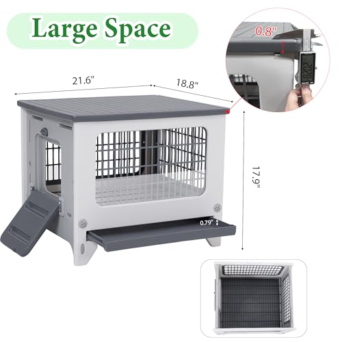 Rabbit Hutch Outdoor Indoor Plastic Waterproof Bunny Cage Enclosure | Chew-Proof Rabbit House Guinea Pig Cage Pet House for Small Animals, One Room - size: 20.8"L x 18.0"W x 17.5"H