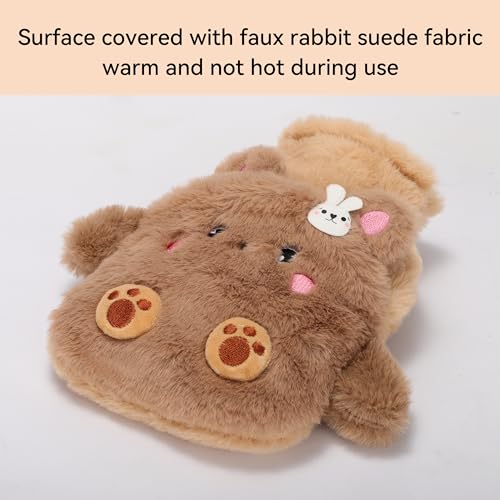 Bear Rubber Hot Water Bottle with Soft Removable Knit Outer Lid, Classic Rubber Hot and Cold Water Bottle with Cute Image Hand Feet Warmer and Shoulder Pain Relief - style: RSD-Hot-Bear