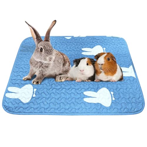 kathson 2 PCS Rabbit Cage Liners Washable Super Absorbent Sleep Pad Bed for Guinea Pig Small Animals Reusable Fleece Bedding Anti-Slip Mats for Bunny Hedgehog Kitten Chinchilla (20 x 26inch)