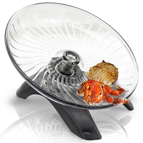 Hermit Crab Exercise Wheel - Silent Running Wheel for Crab Tank Accessories - Small Animal Wheel for Hamster Gerbils Hedgehogs - color: Gray