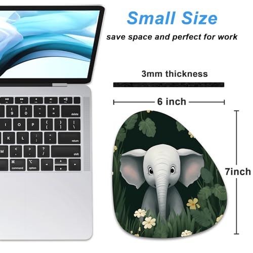 Rimilak Small Mouse Pad 6 x 7 Inch, Irregular Mini Mouse Pad with Non-Slip Rubber Base, Waterproof Compact Mouse Mat for Laptop Computer Wireless Mouse Keyboard Home Office Travel, Cute Elephant - color: Cute Elephant, size: 7L x 6W inches