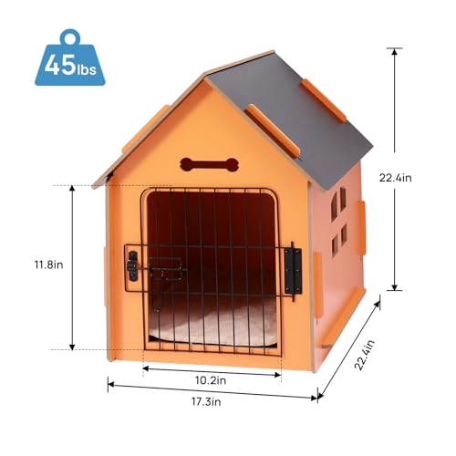 RYpetmia Indoor Dog House for Small Dogs & Cats, Wooden Pet House | Cute Puppy Bed Shelter /Ventilated Windows/Cozy Cave Design/Tool-Free Assembly/Small Pet Hideaway for Bedroom, Living Room