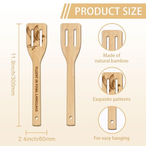 GLOBLELAND 6 Pcs Duck Wooden Spoons Utensil Set Pond Duck Bamboo Carving Kitchen Cooking Utensils Wooden Engraved Cooking Spatula Sets for Kitchen Fun House Warming Gift - color: Duck