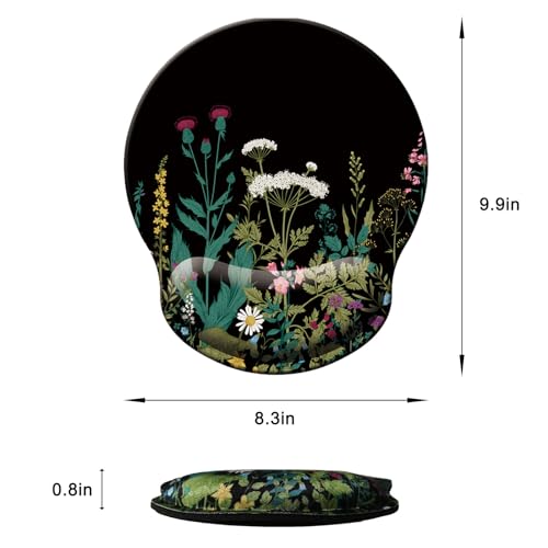 Mouse Pad with Wrist Support, Ergonomic Mouse Pad with Memory Foam Wrist Rest Cushion, Non-Slip Rubber Base Gaming Mice Pad for Home Office Computer Laptop, Flowers Grass - color: Flowers grass