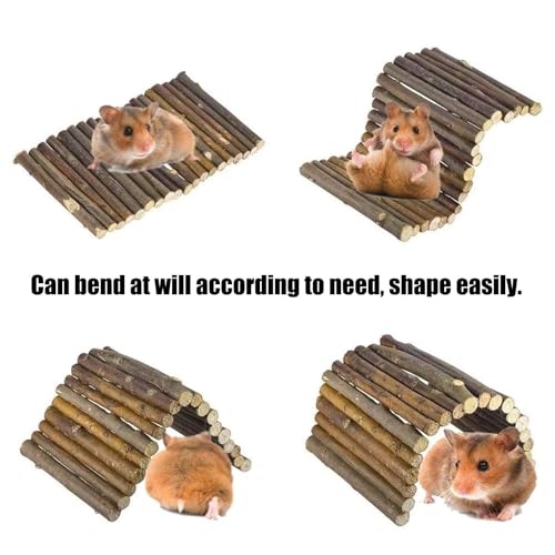 PINVNBY 2PCS Bendy Hamster Suspension Bridges(21.8in and 8.7in) Flexible Hamster Climbing Ladder Natural Wooden Bridge Hamster Cage Accessories for Guinea Pig Dwarf Sugar Glider Rat Mouse Chinchillas - size: L:21.7x2.8inches,8.6x4inches