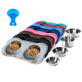 Hubulk Pet Dog Bowls 2 Stainless Steel Dog Bowl with No Spill Non-Skid Silicone Mat + Pet Food Scoop Water and Food Feeder Bowls for Feeding Small Medium Large Dogs Cats Puppies (Medium, Gray) - color: Gray, size: Medium