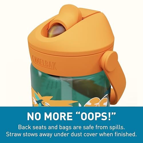 CamelBak Thrive Flip Straw Kids Water Bottle with Bite Valve, Tritan Renew Design for School and Travel, 14oz, Jungle Animals - color: Jungle Animals