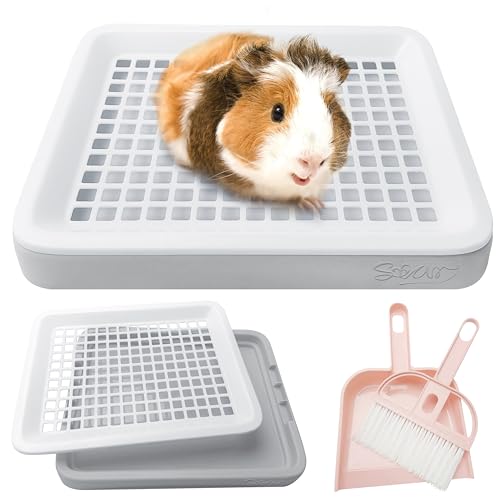 Generic Guinea Pig Toilet, Small Animal Potty Trainer Corner, Square Rat Litter Bedding Box with Small Broom, Dustpan, Small Pet Litter Toilet for Guinea Pigs, Chinchilla, Ferret,Galesaur…