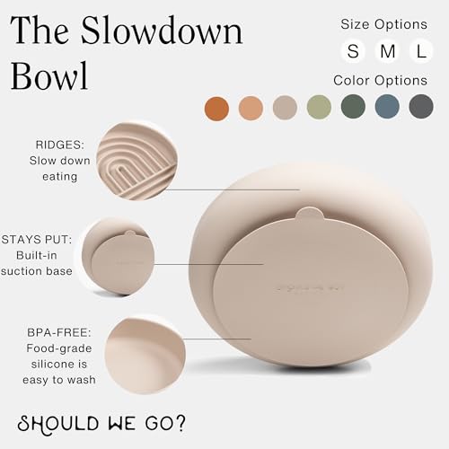 Slow Feeder for Dogs & Puppies, The Slowdown Bowl Silicone Slow Eating, Modern Lick Mat Design, Reduces Gulping, Fits 2 Cups, 7.5” Across x 1.5” Tall, Mealtime Challenge, Medium-Sage - color: Sage - Rainbow Design, size: Medium (7.5” Across x 1.5” Tall)