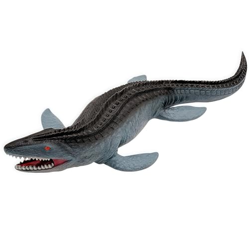 Gemini&Genius Mosasaurus Toy for Kids, Marine Reptile Animal Figure Toy | Soft Plastic Sea Shark Toy, Gift Great for Educational, Cake Topper, Swim, Bath Toys, Stocking Stuffers for Kids - color: Real Feel Mosasaurus