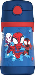 THERMOS Vacuum Insulated Stainless Steel 10oz Straw Bottle, Spidey and His Amazing - color: Spidey and His Amazing, size: 10 Ounces
