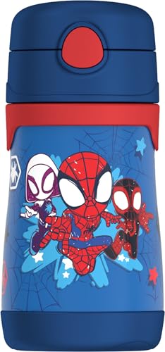 THERMOS Vacuum Insulated Stainless Steel 10oz Straw Bottle, Spidey and His Amazing - color: Spidey and His Amazing, size: 10 Ounces
