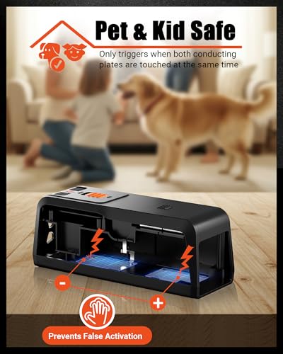 2 Pack Electric Rat & Mouse Traps for Home – 2800V Instant Eliminate, Pet-Safe Enclosed Design, No-Touch Cleanup, Reusable Indoor Rodent Trap for Kitchen, Garage, Basement