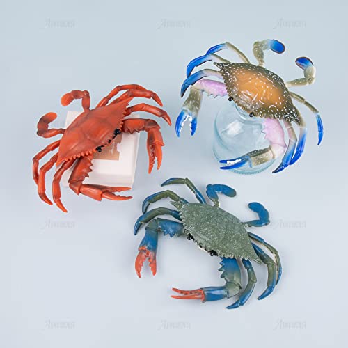 AUEAR, 3 Pack Artificial Plastic Realistic Crab Decoration Simulated Sea Life Animals Figurines - color: Style H, size: 3 Pack