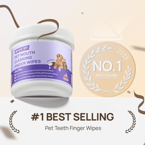 HICC PET Mouth Cleaning Finger Wipes for Dogs & Cats, 50 Count | Textured finger-fit wipes for routine mouth cleaning and visible food residue on accessible tooth surfaces after meals - color: Mint, size: 50 Count (Pack of 1)