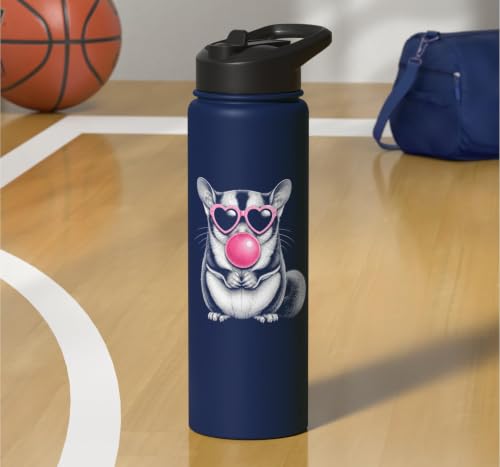 Sugar Glider Pink Heart Sunglasses Funny Bubble Gum Stainless Steel Insulated Water Bottle - color: Navy Blue