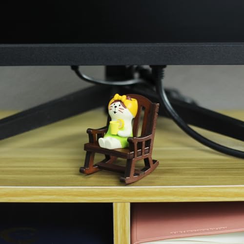 Mevodeata Cute Mini Cat Figurine with Rocking Chair - Resin Collectible Desk Decor, 1.5" Tiny Cat Statue for Home & Office - Gift for Cat Lovers - color: Summer Cat