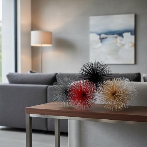 Modern Day Accents 5351 Erizo Spiked Medium Black Sphere, 8" D - color: Black, size: Medium