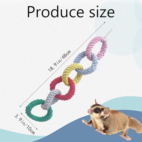 Sugar Glider Hanging Six-Ring Swing Toys And Climbing Rope Cage Accessories For Sugar Glider, Ferret, Hamster, Squirrel, Chinchilla, Parrots Exercising