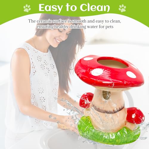 BNOSDM Hamster Water Bottle No Drip Ceramic Hamster Water Bottle for Glass Tank - 80ML Water Dispenser with Mushroom Stand Holder for Syrian Hamsters, Dwarf Hamsters, Mice, Gerbils(red) - color: Red-Mushroom
