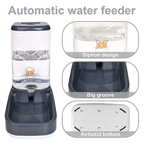 Elevon Automatic Cat Feeder, Gravity Food and Water Dispenser Bowl Set for Small Medium Dogs Animals, Pet Feeder Dispenser Storage Food, 3.8L Large Capacity, Gray - color: Gray