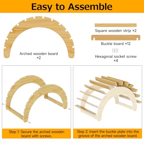 Natural Wooden Indoor Cat Cave - Stylish Solid Wood Cat House,Easy to Clean & Scratch-Resistant Surface Cottage,Ideal for Small/Medium Cats,Puppies and Bunnies (Natural,20.5" Lx13”Wx14”H)