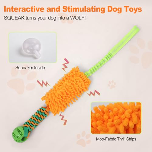 Dog Tug Toy - Interactive Dog Rope Toys, Stretchy Bungee Handle, Strong Squeak Rope Toy for Large Dogs, Puppies, Middle Dogs (Orange) - color: Orange Tug Toy, size: Medium