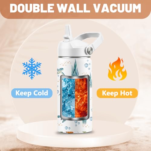 Turtle Gifts for Turtle Lovers, 16 oz Water Bottle with Straw Lid, Stainless Steel Insulated Sea Turtles Tumbler, Ocean Turtles Water Bottle for Turtle Lovers (1pcs) - color: Sea Turtle