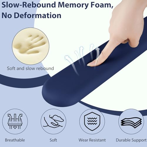 Mouse Pad and Keyboard Wrist Rest, 3-in-1 Gel Memory Foam Ergonomic Mouse Pad with Wrist Rest Set, Gaming Mousepad Arm Cushion Support for Computer Office Desk Accessories Cute Setup,Dark Blue - color: Dark Blue