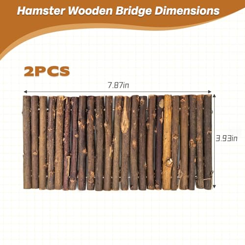 PINVNBY 2 PCS Hamster Toys, Wooden Hamster Ladder Bridge Tunnel Hide, Guinea Pigs Cage Accessories Natural Hideout for Small Animals Chinchillas Guinea Pigs Mouse Rat Ferret Rodents - color: 2 PCS, Fruitwood