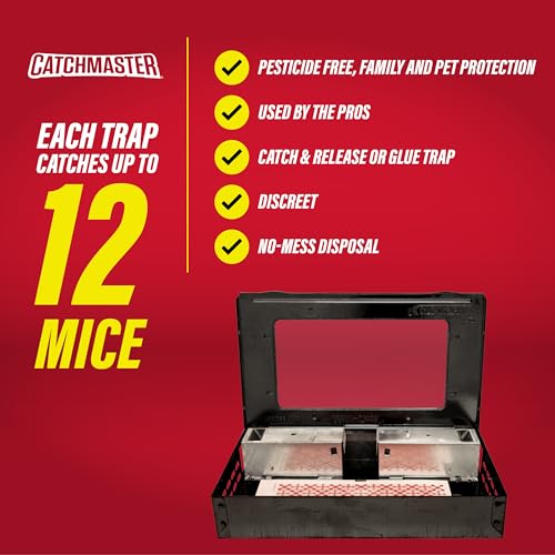 Catchmaster Multi-Catch Mouse Trap, Humane Mouse Trap Indoor for Home, Includes 1 Replaceable Glue Board, Live Catch Pest Control for Garage & Shed (Black) - size: 1-Trap Black