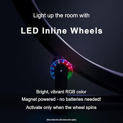 One Fast Cat - Cat Exercise Wheel - Made in the USA - 48" Diameter - Gen. 7 | Black with Black Felt Traction Pads and Light-Up LED Inline Wheels - color: Black Wheel / Black Felt / LED Inline