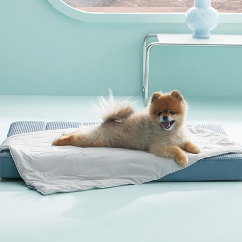 Bedsure ArcticMax™ Q-MAX>0.5 Premium Cooling Blanket for Small Dog，25x35” | Breathable Summer Washable Throw, Dog Blanket Cooling Mat Pad, Soft Durable Cold Self Cooling Pet Mat for Hot Weather，Grey - color: Pearl Grey, size: S(25x35")